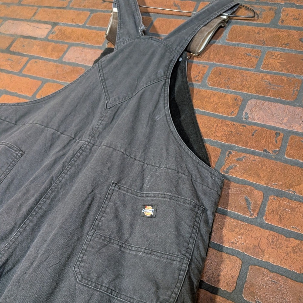 Dickies Black Quilted Insulated Zip Leg Overalls Mwn's 2XL Winter Workwear - Picture 9 of 12